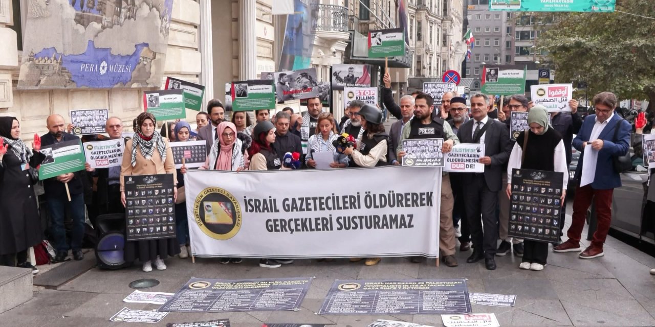 Taksim'de Gazetecilerden Filistin’deki Meslektaşlarına Destek Açıklaması