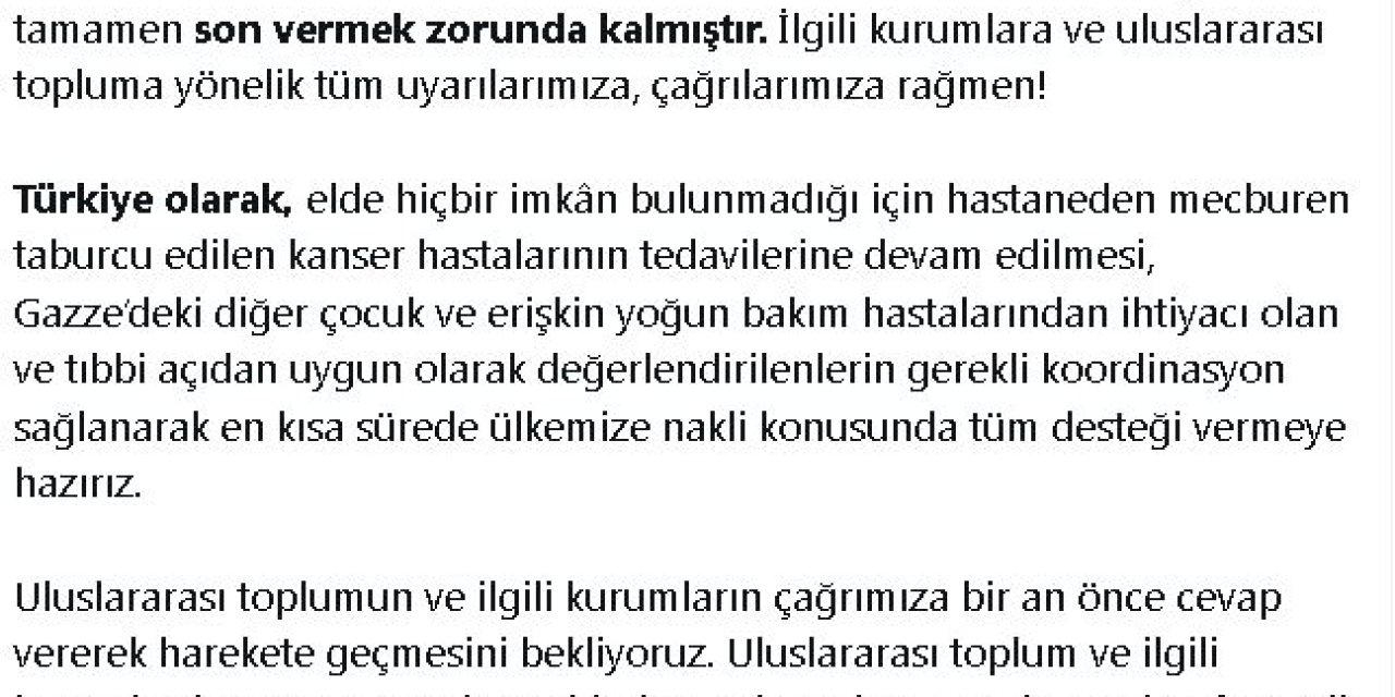 Bakan Koca: Türk- Filistin Dostluk Hastanesi'nin Hastalarına Desteğe Hazırız