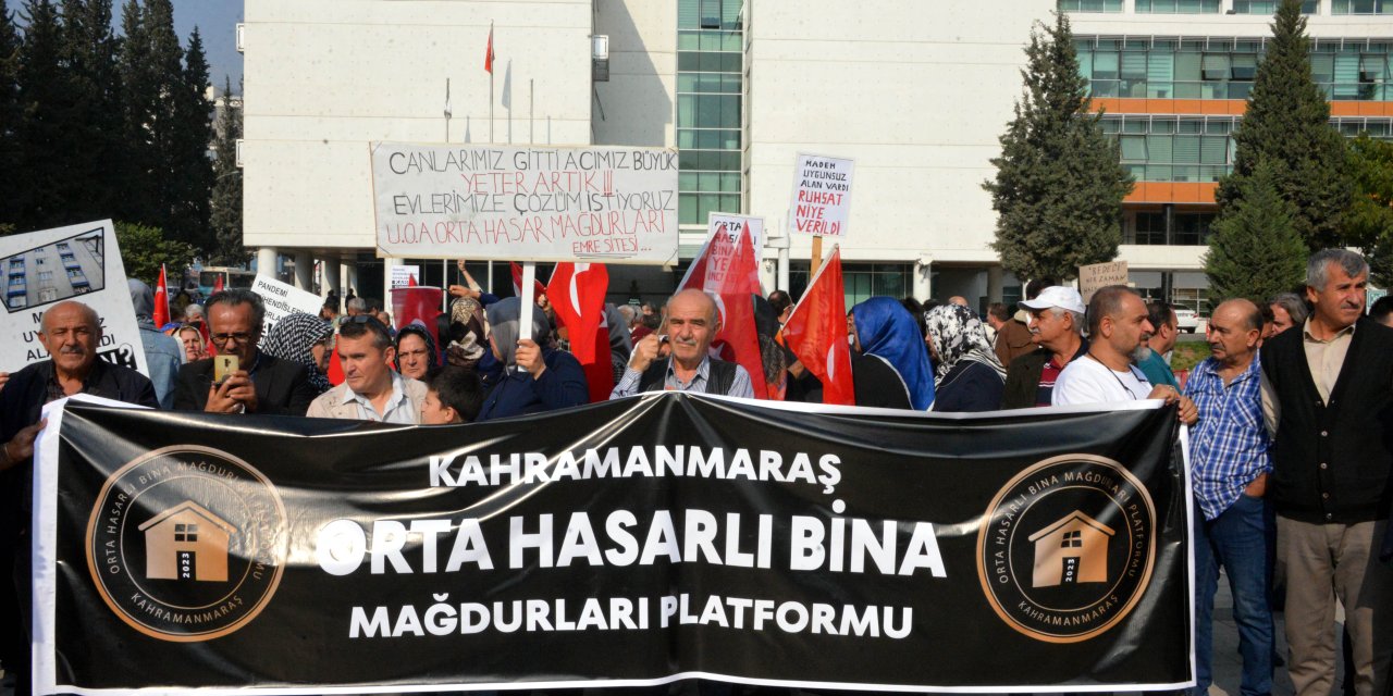 Kahramanmaraş'ta Orta Hasarlı Bina Mağdurlarından Düdüklü Eylem