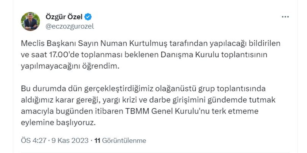 Özgür Özel: Meclis Başkanından, Meclis Danışma Kurulu'nu Olağanüstü Toplamasını İstedim (2)