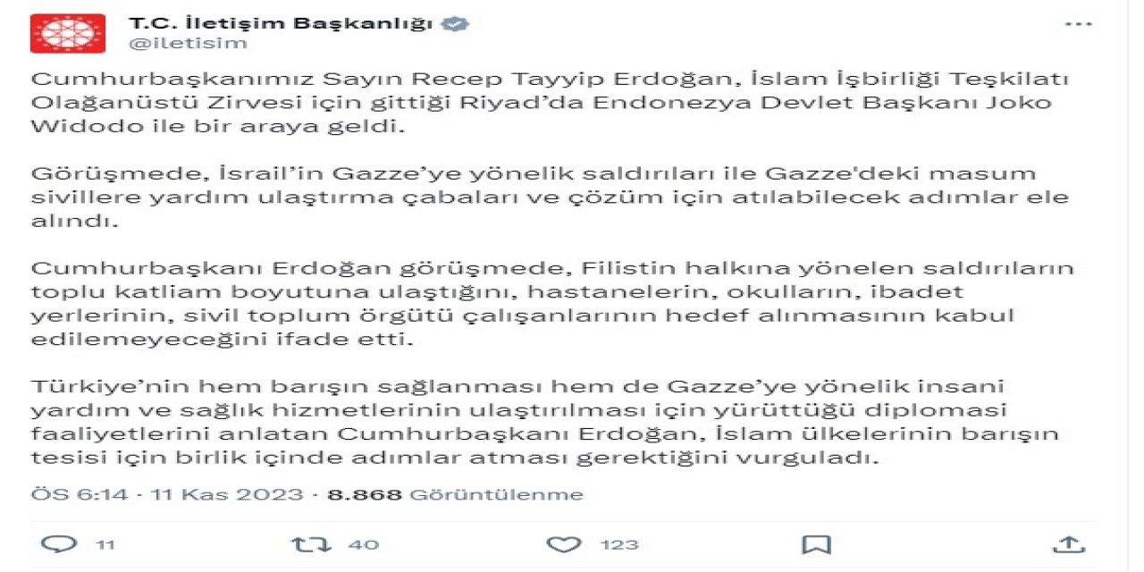 Cumhurbaşkanı Erdoğan, Endonezya Devlet Başkanı İle Bir Araya Geldi