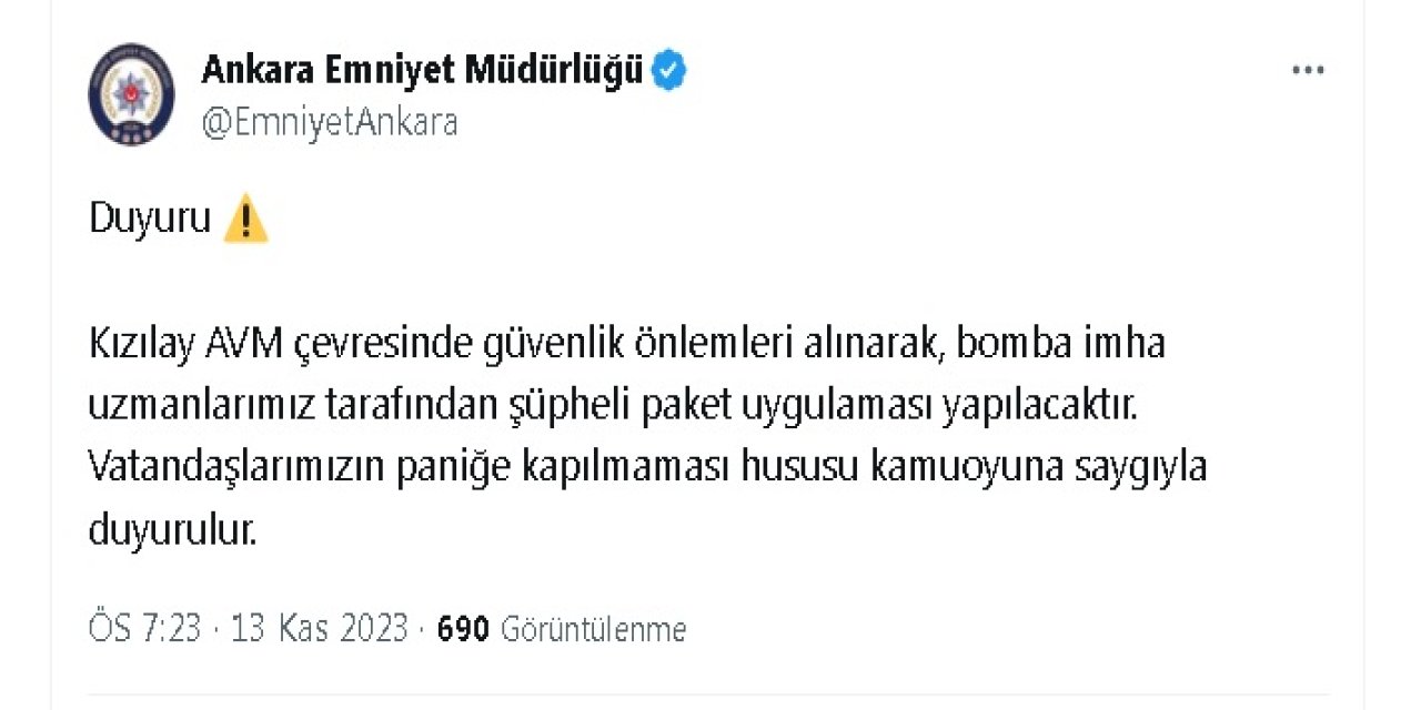 Ankara'da İki Şüpheli Paket Uyarısı