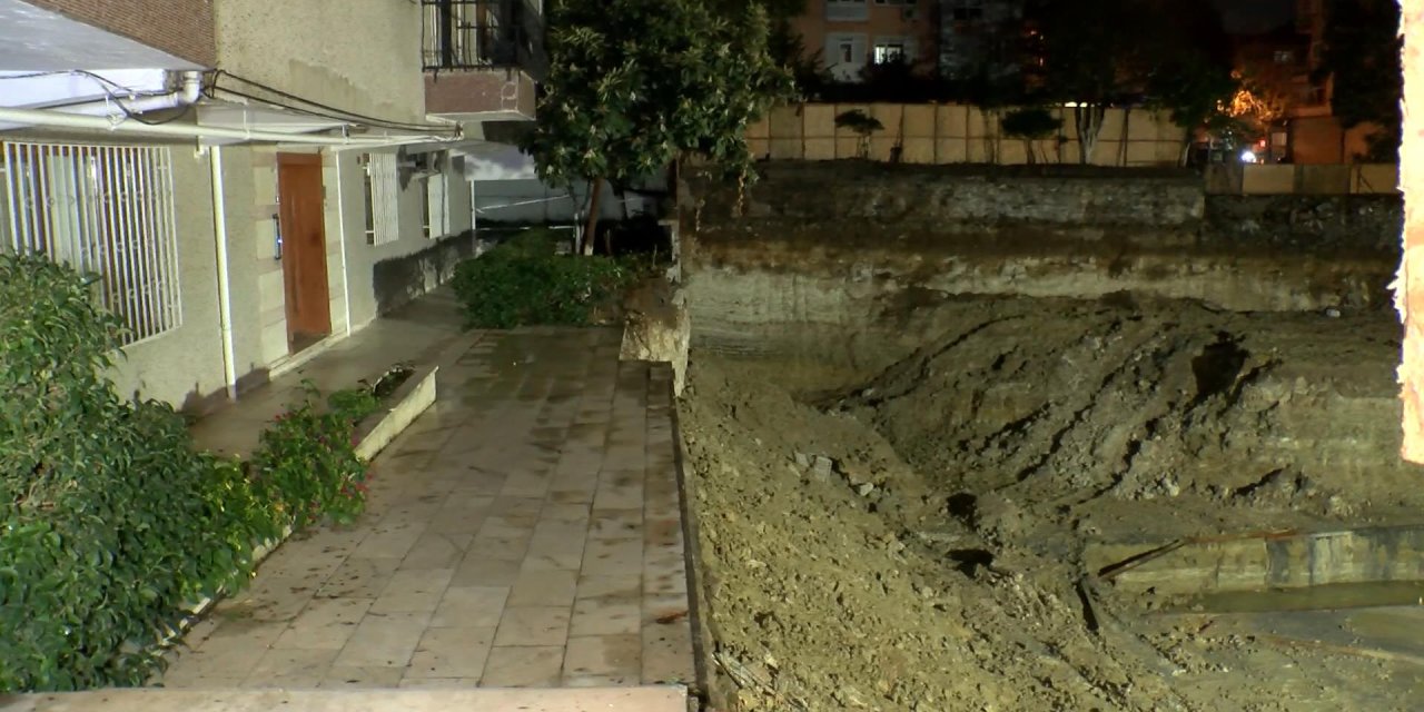 Bahçelievler'de Temel Kazısı Sırasında Başka Binanın İstinat Duvarı Çöktü