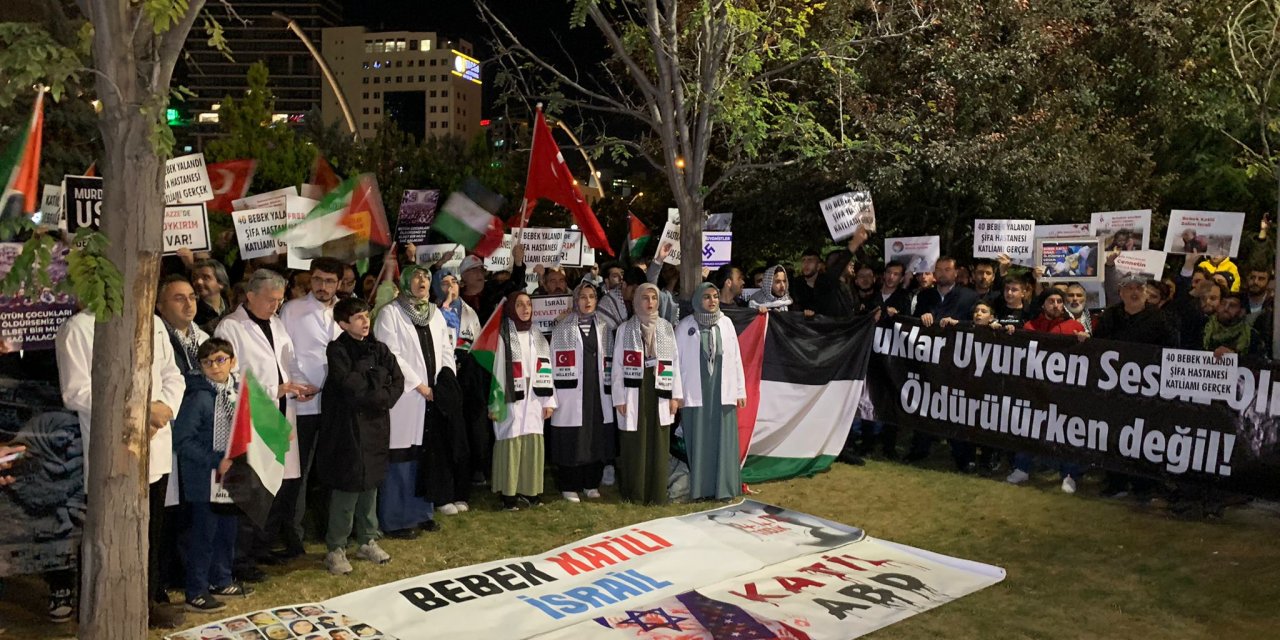 Filistin Destekçileri Ankara'da Abd Büyükelçiliği Önünde Eylem Yaptı