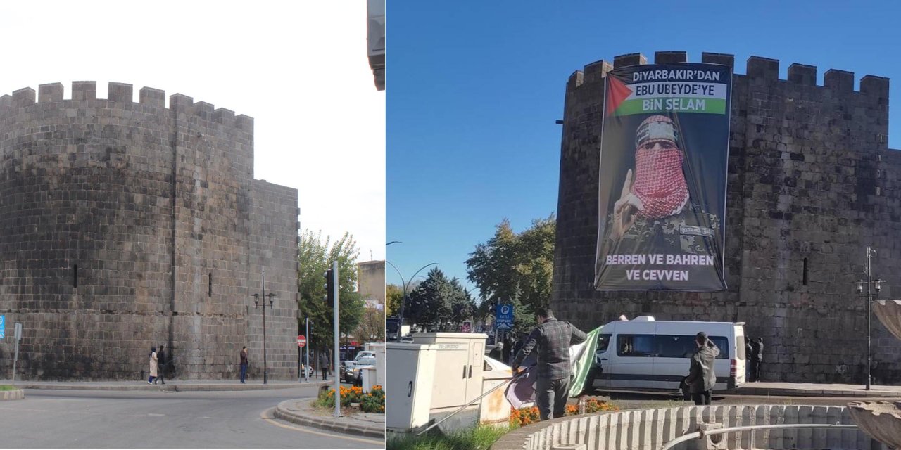 Diyarbakır’da Tarihi Sura Asılan ‘Ebu Ubeyde’ Posteri İndirildi