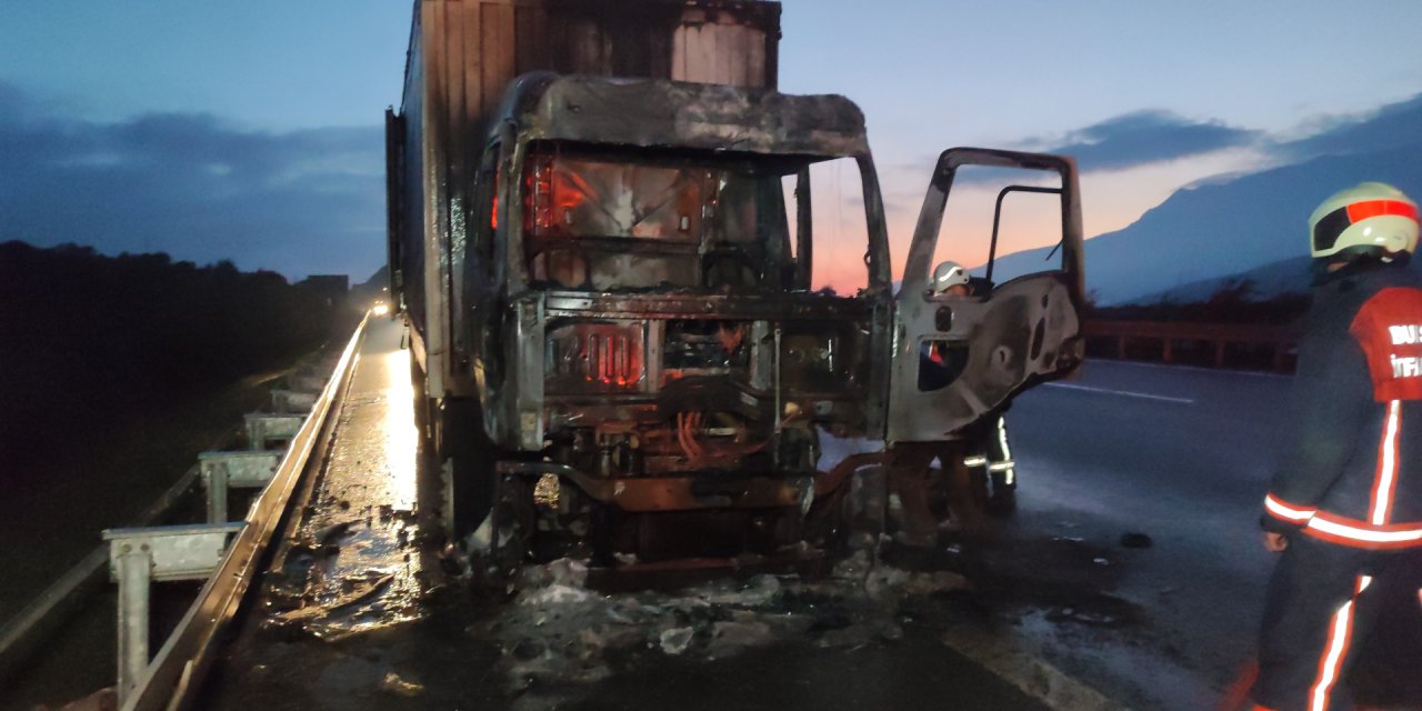 Tavuk Yemi Yüklü Kamyon, Otoyolda Yandı