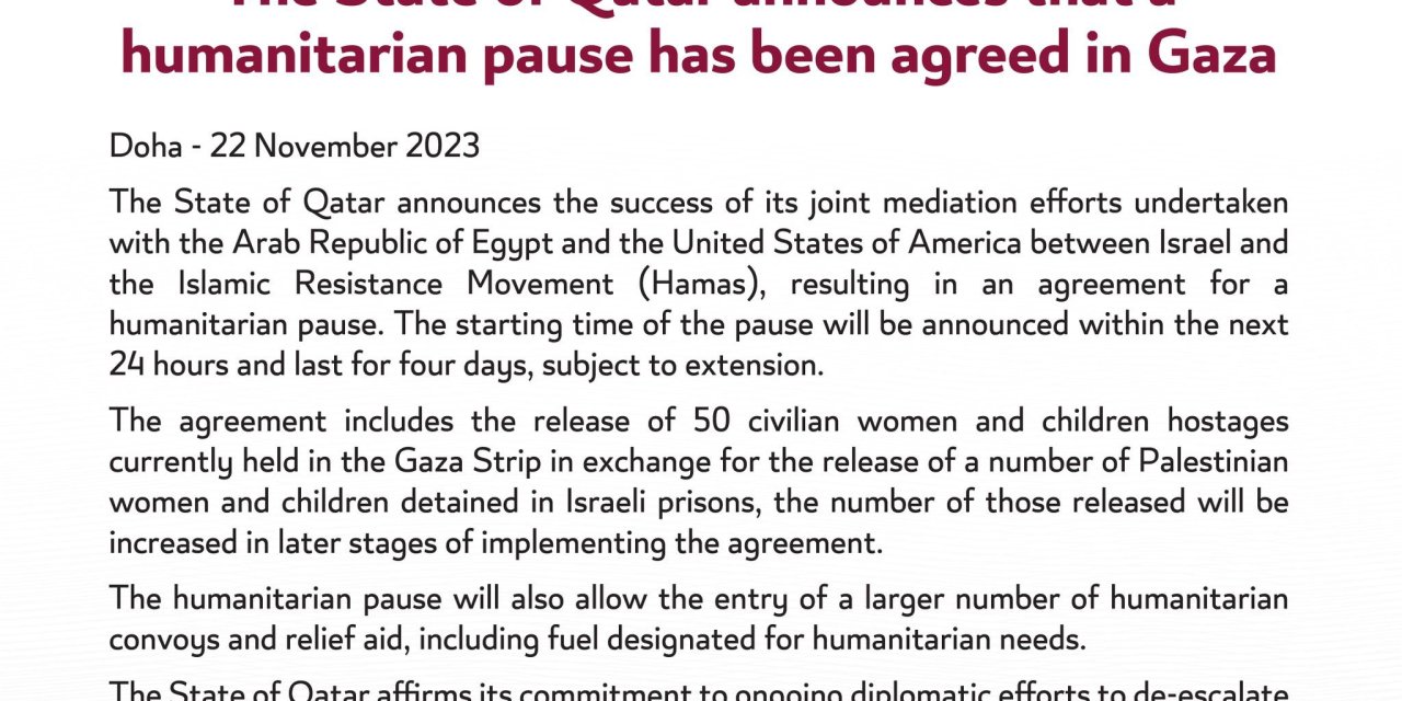 Katar: Duraklama Başlangıcı 24 İçinde Açıklanacak