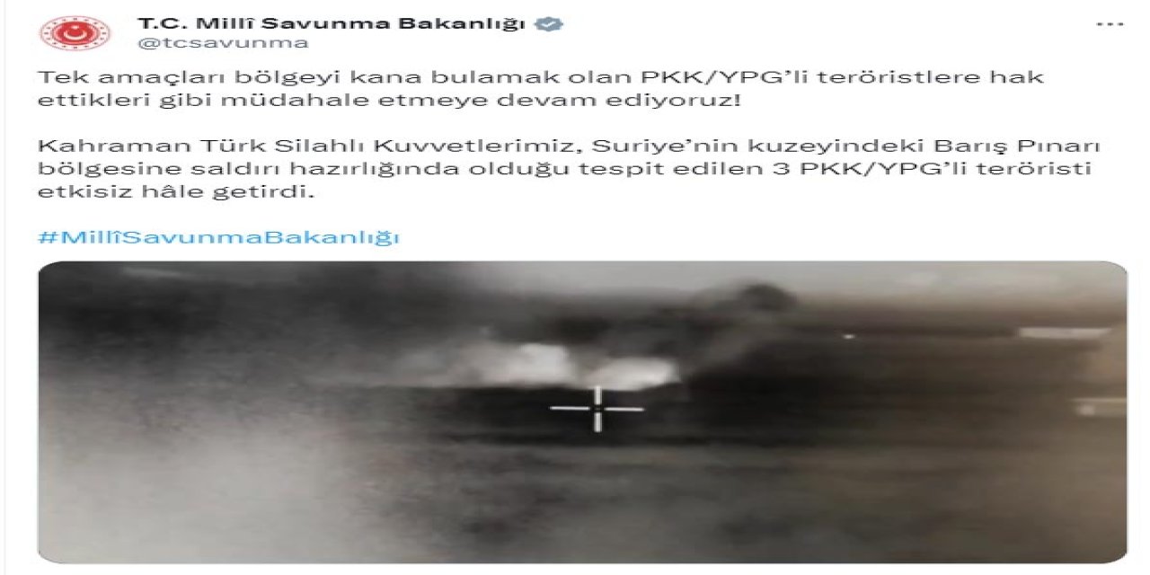 Msb: 3 Terörist Etkisiz Hale Getirildi