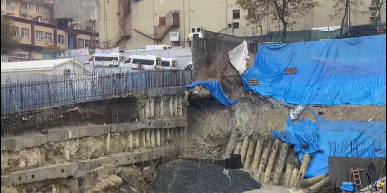 Bağcılar'da İnşaatın İstinat Duvarı Çöktü-1