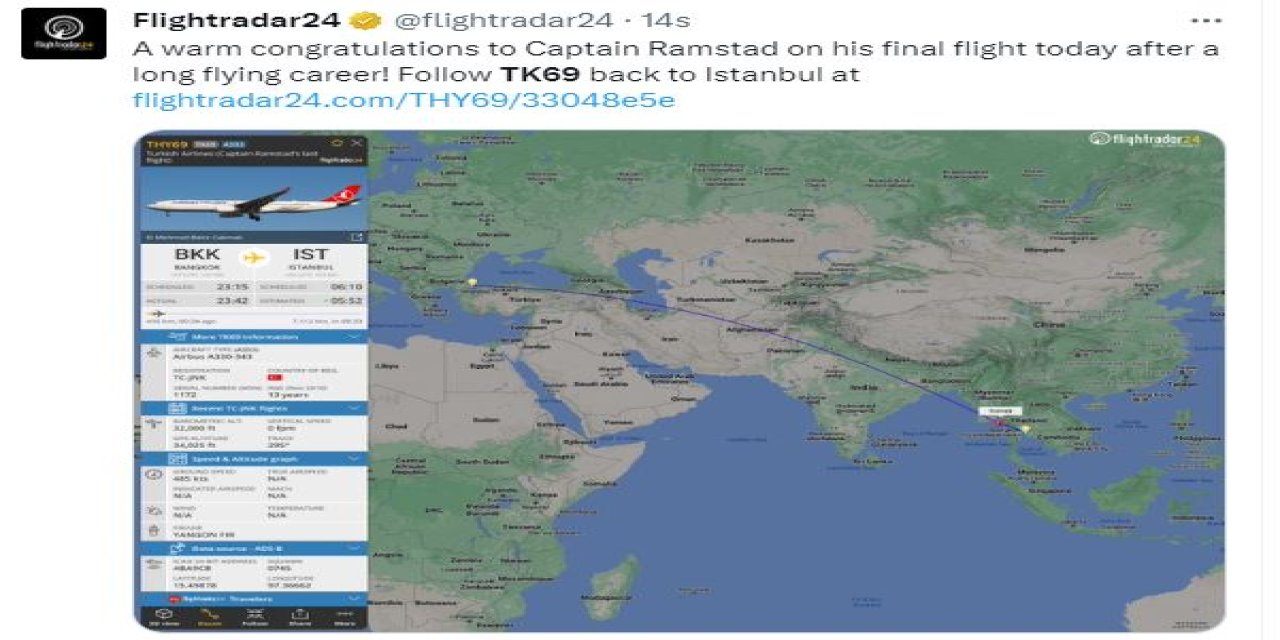Emekli Olan Thy Pilotunun Son Uçuşu Canlı Takip Edildi