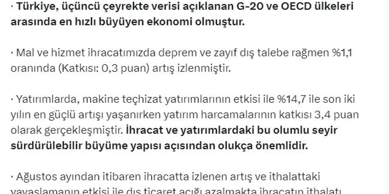 Bakan Bolat: Türkiye, En Hızlı Büyüyen Ekonomi Oldu