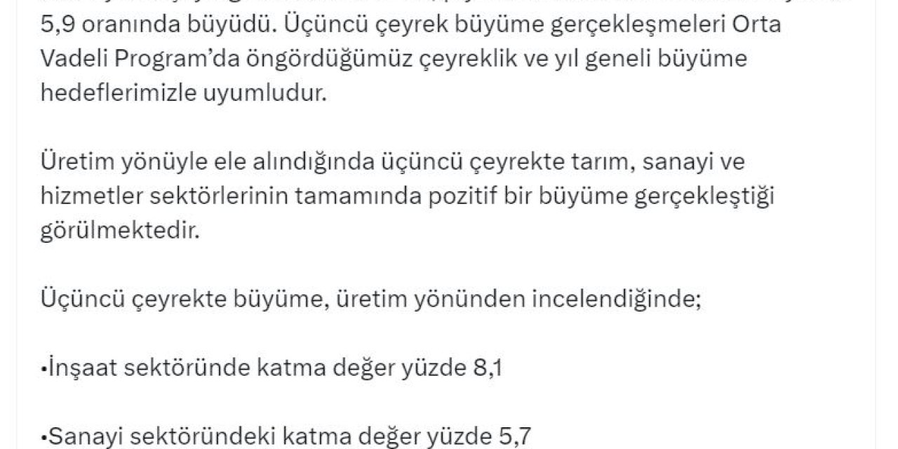 Cevdet Yılmaz: En İyi Büyüme Performansı Gösteren Birinci Ülke Konumundayız