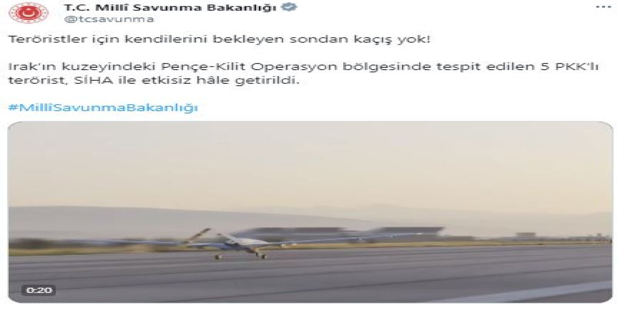 Msb: 5 Terörist Etkisiz Hale Getirildi