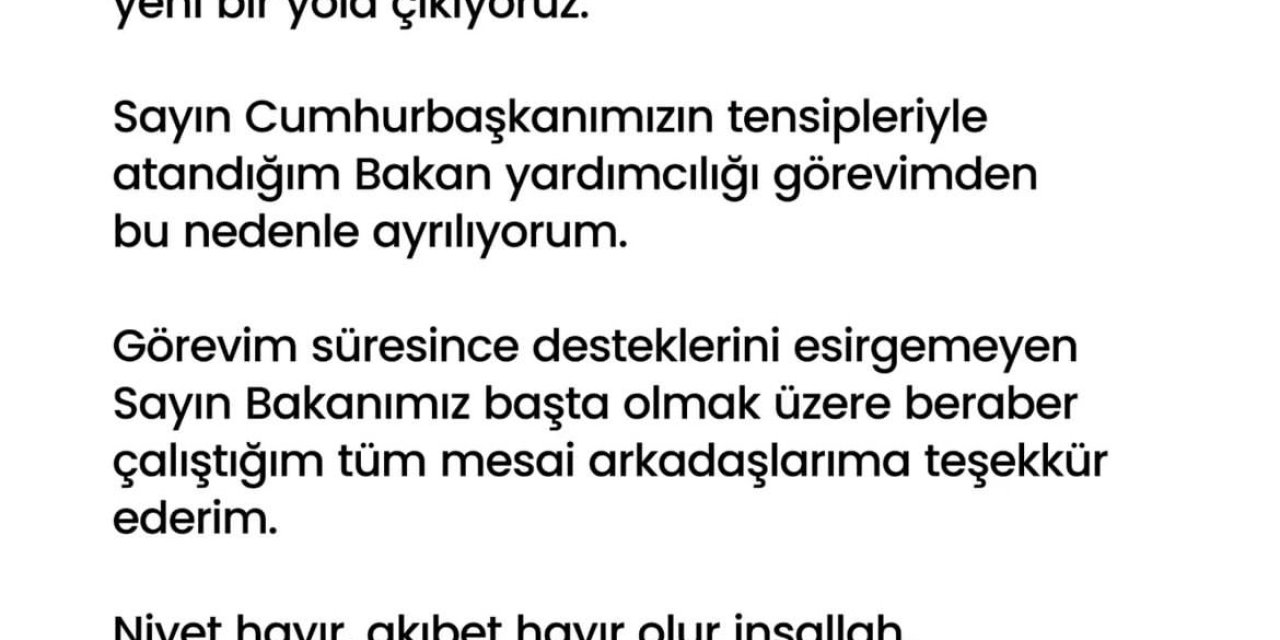 Bakan Yardımcısı Veysel Tiryaki, Belediye Başkan Adaylığı İçin Görevinden İstifa Etti