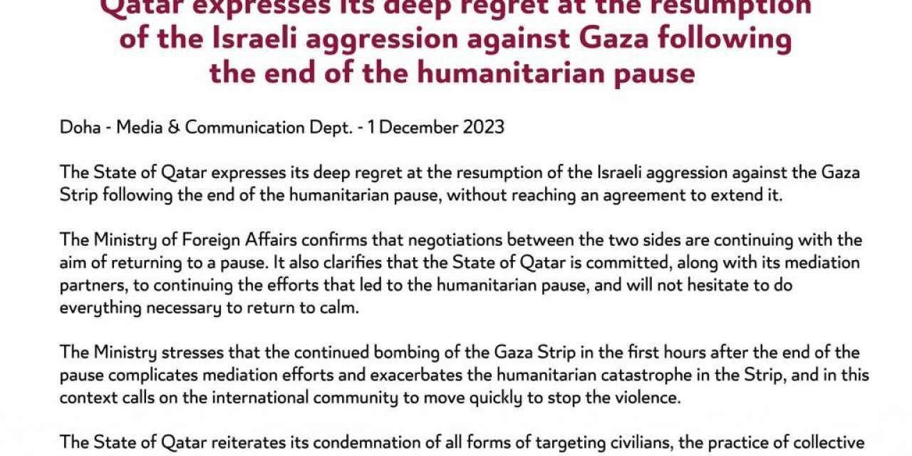 Katar Dışişleri'nden Açıklama