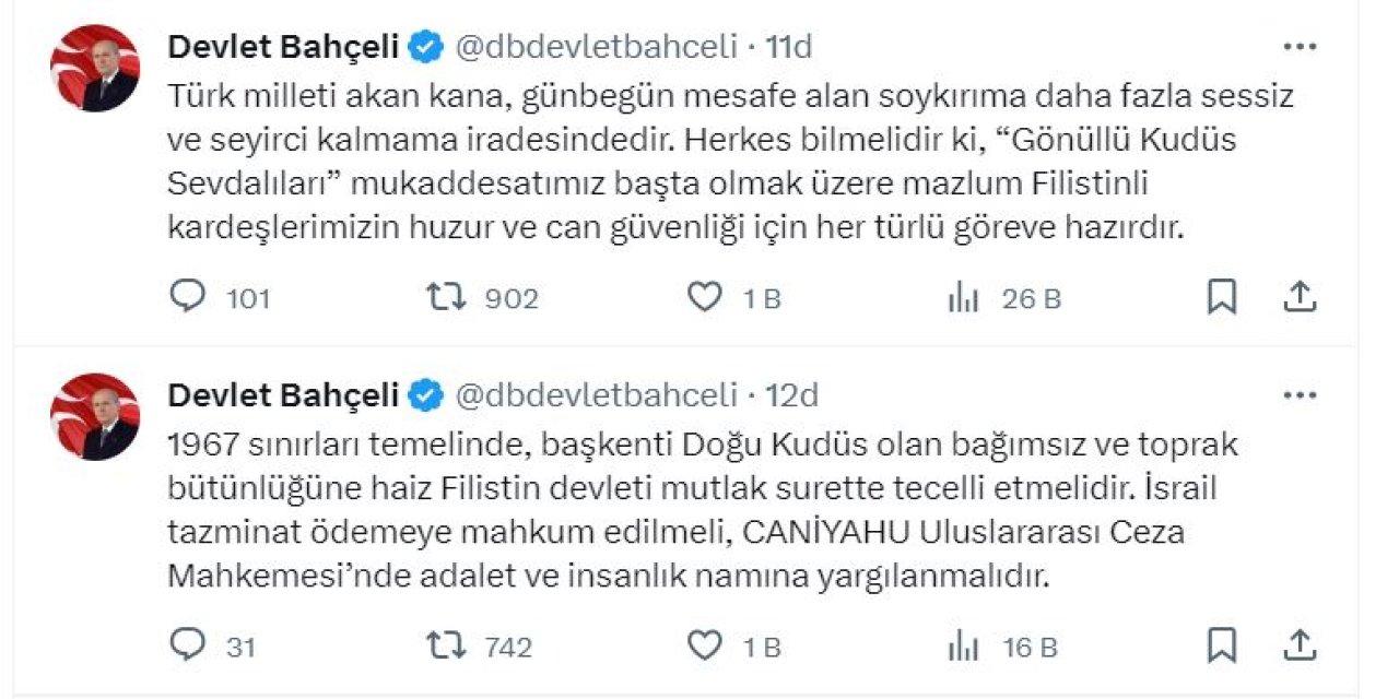 Bahçeli: Türk Milleti Akan Kana Daha Fazla Sessiz Kalmama İradesindedir