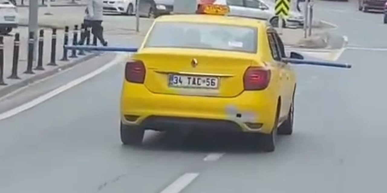 Üsküdar'da Takside Tehlikeli Şekilde Tesisat Borusu Taşıyan Sürücüye Ceza