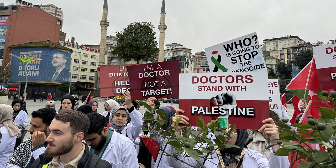 Rize'de doktor adayları, Trabzon'da çocuklar Gazze için yürüdü