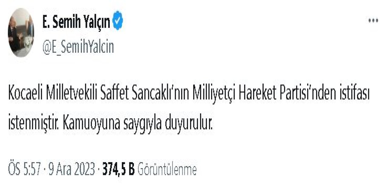 Mhp'de Saffet Sancaklı'nın İstifası İstendi