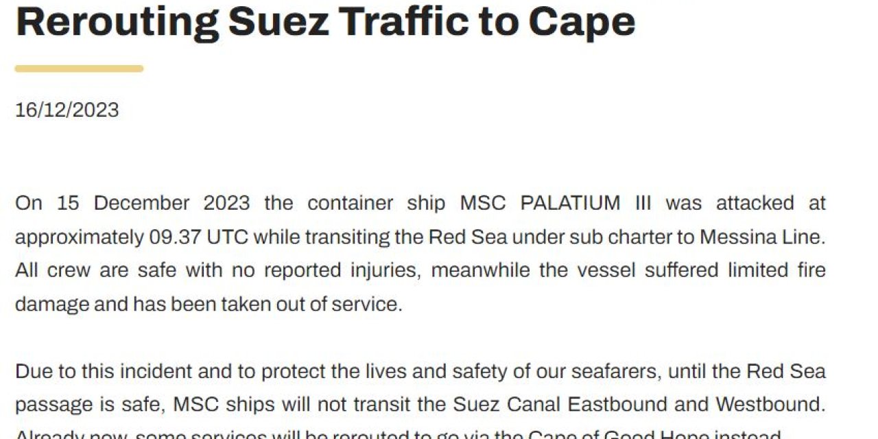 Konteyner Şirketleri, Saldırıların Ardından Kızıldeniz Seferlerini Askıya Alıyor