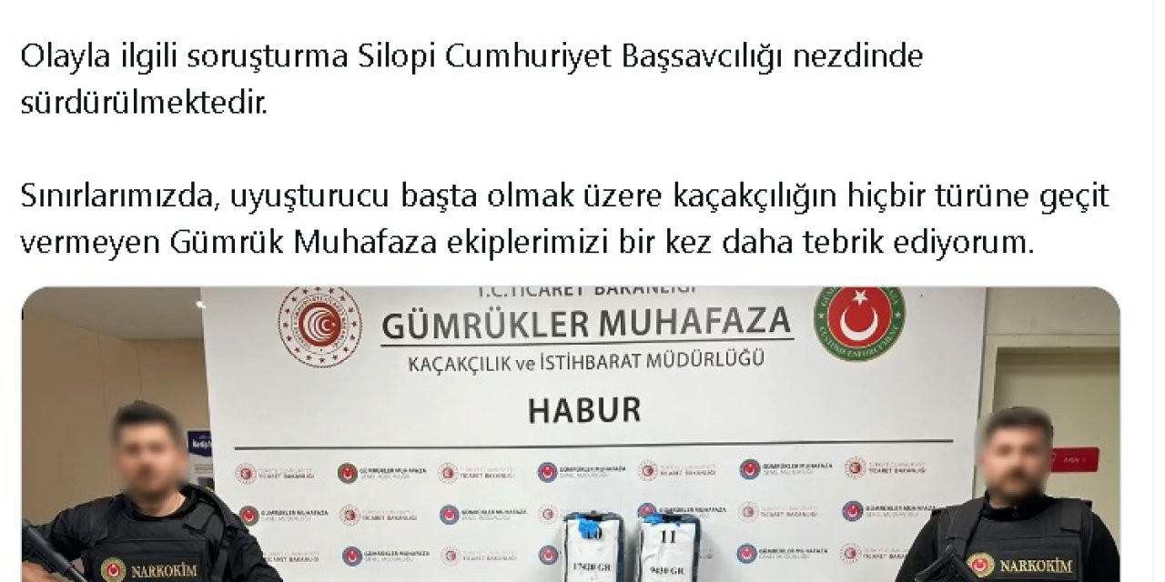 Bakan Bolat: Habur'daki Tır'da 202 Kilo Metamfetamin Ele Geçirildi