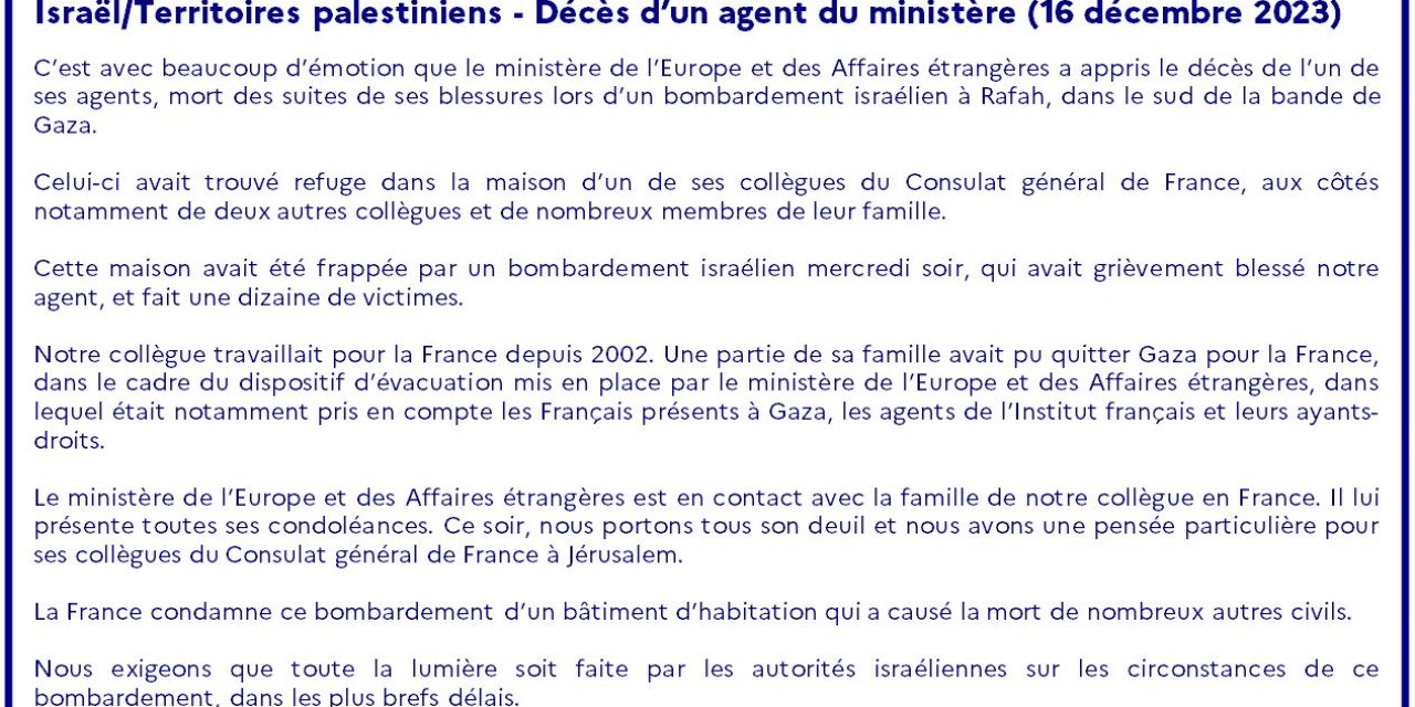 Fransa Dışişleri Bakanlığı, İsrail’den Refah Saldırısı İçin Açıklama Talep Etti