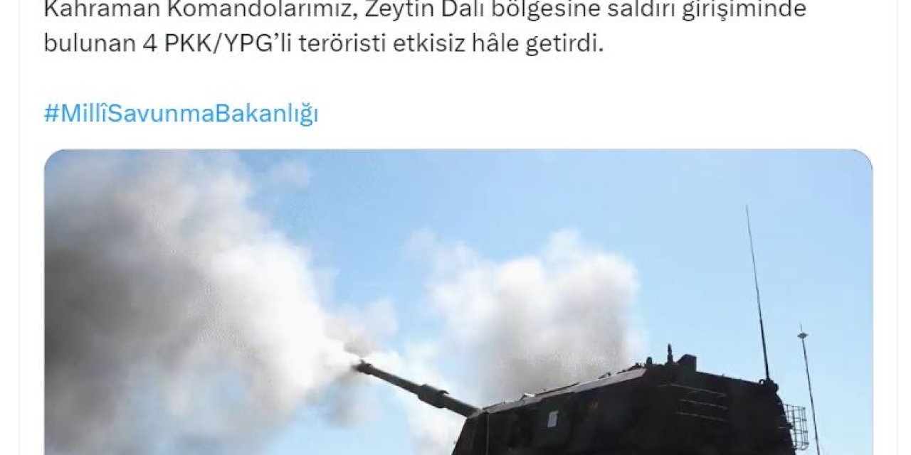 Msb: 4 Terörist Etkisiz Hale Getirildi