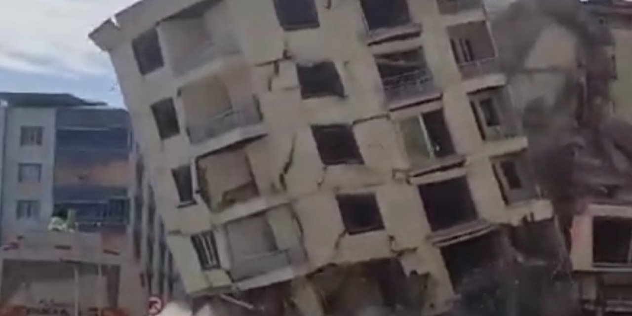 Ağır Hasarlı 6 Katlı Bina, Yıkılırken Çöktü