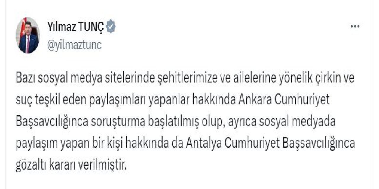 Şehitlere Yönelik Suç Unsurlu Paylaşımlara Soruşturma (2)