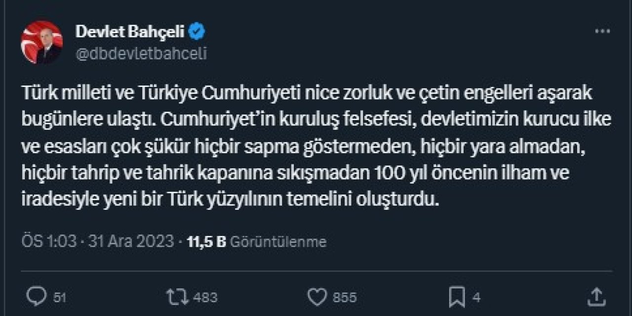 Bahçeli: Türk Sporunu Kirli Amaçlarına Alet Etmek İsteyenlerin Karşılarında Sapasağlam Duracağız