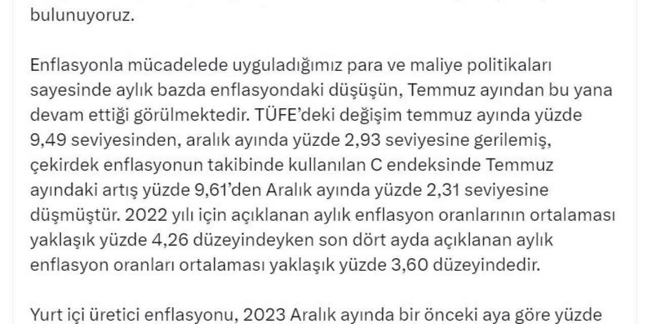 Cevdet Yılmaz: Enflasyonla Kararlı Mücadelemiz Devam Edecek