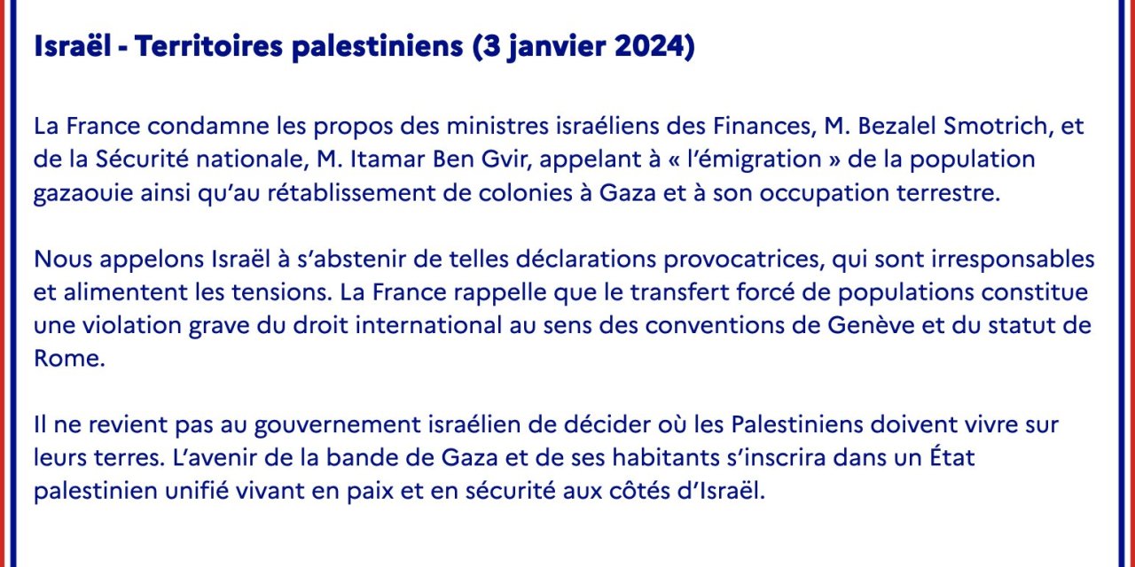 Abd’den Sonra Fransa Da İsrailli İki Bakanın Açıklamalarını Kınadı