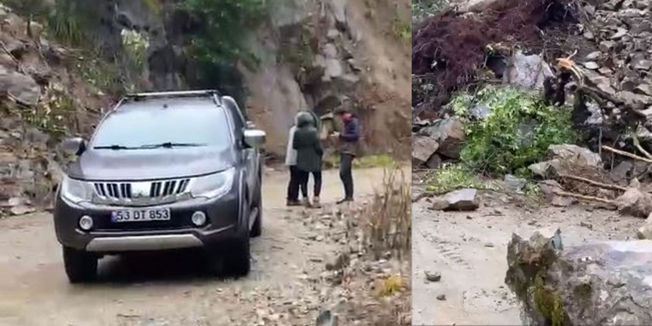 Rize'de Heyelan; Yayla Yolu Kapandı