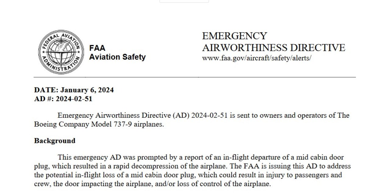 Abd Federal Havacılık Dairesi, 171 Boeing Uçağının Kullanımını Askıya Aldı