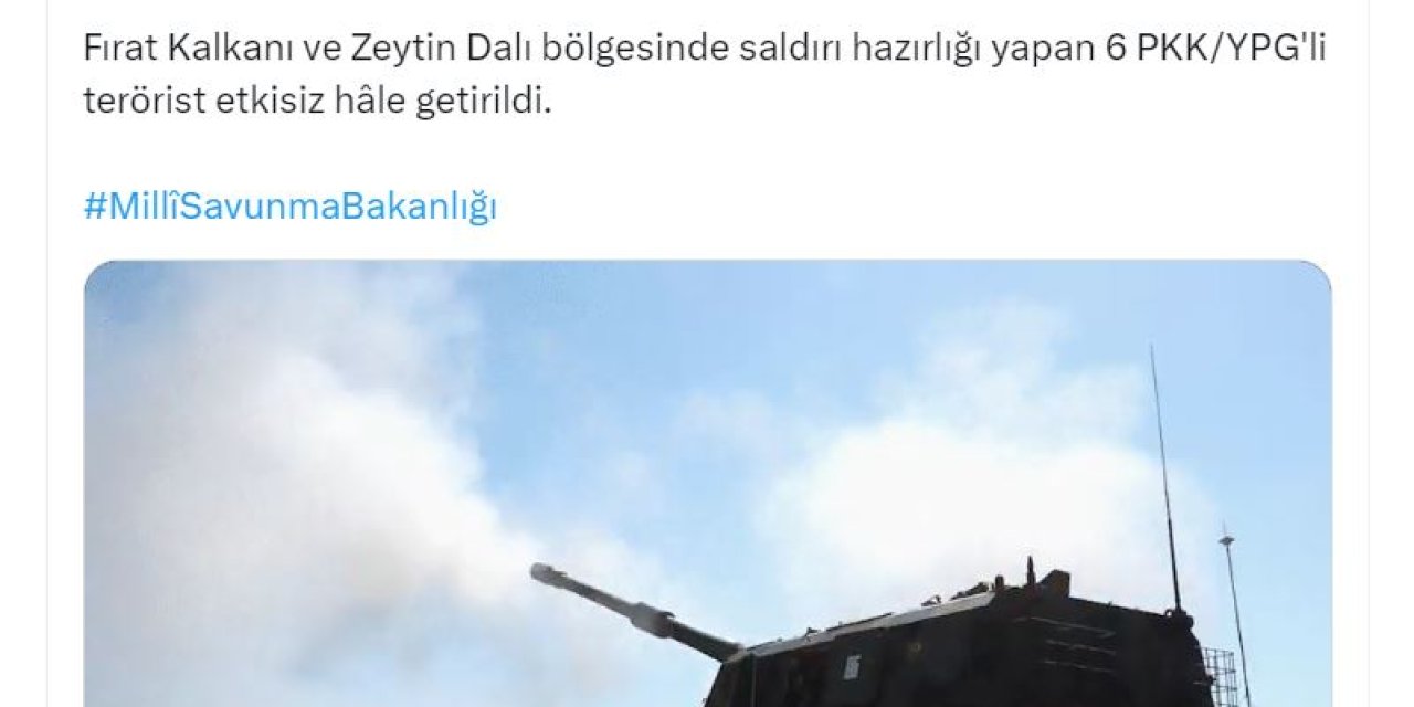 Msb: 6 Pkk/ypg'li Terörist Etkisiz Hale Getirildi