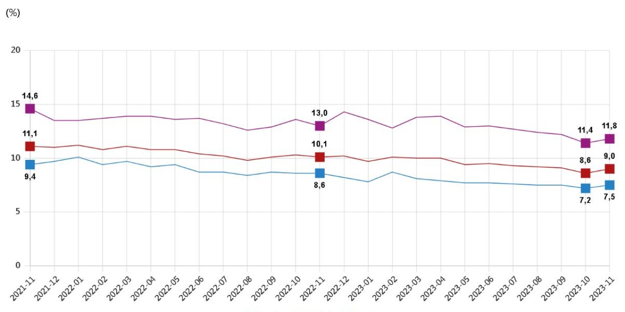 Tüik: 2023'ün Kasım Ayında İşsizlik Oranı Yüzde 9