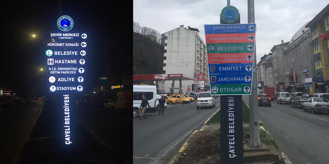 Çayeli’de Şehir İçi Yön Tabelaları Yenileniyor