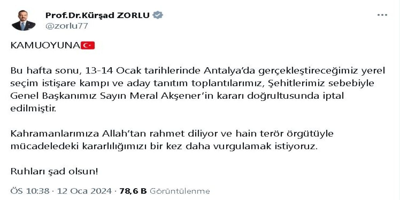 İyi Parti'nin Antalya Kampı İptal Edildi