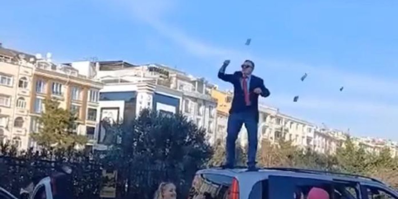 Zeytinburnu'nda Yol Kapatan Düğün Konvoyu; Etrafa Para Saçtı