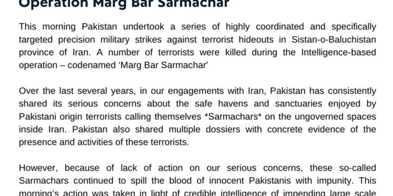 Pakistan, İran'da Saldırı Düzenledi: Terör Hedeflerini Vurduk