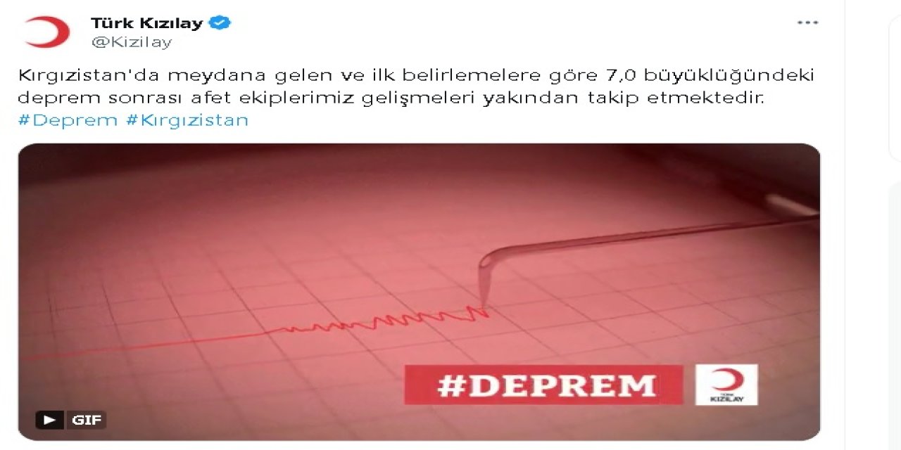 Türk Kızılay: Kırgızistan'da 7 Büyüklüğündeki Deprem Sonrası Ekiplerimiz Gelişmeleri Takip Etmektedir