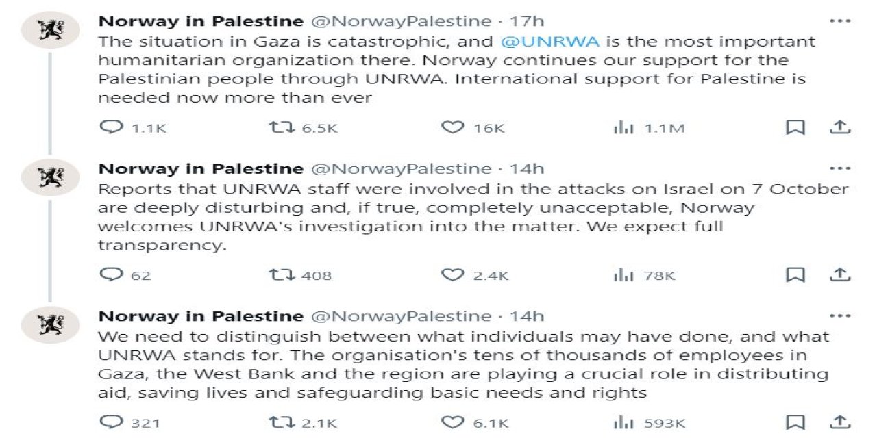 Norveç: Bireyleri Ve Unrwa’yı Birbirinden Ayırmak Gerekiyor