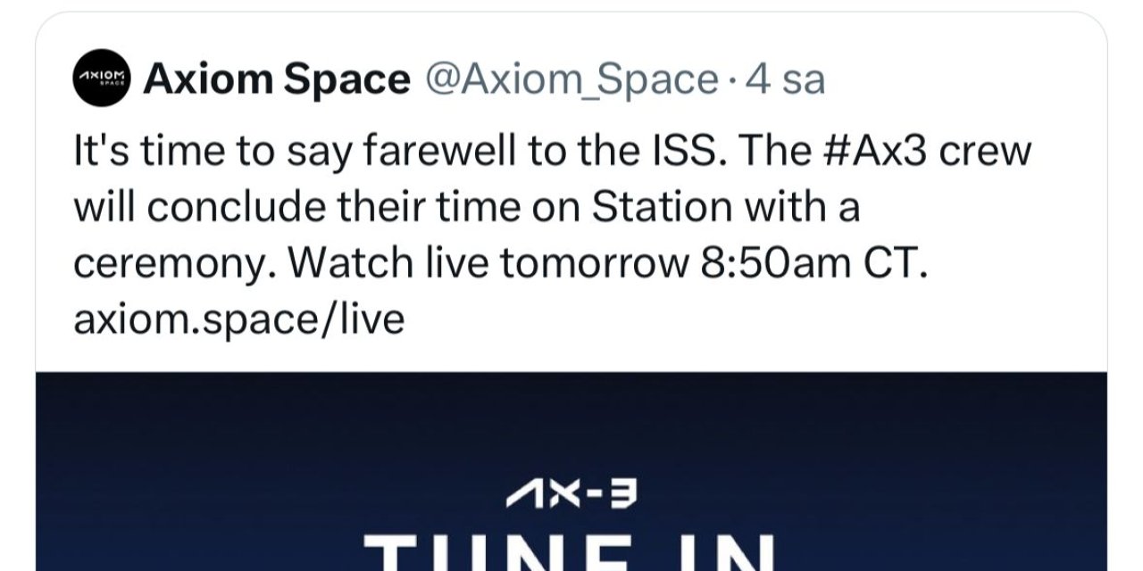 Gezeravcı İçin Uluslararası Uzay İstasyonu'nda 'Veda Töreni' Düzenlenecek