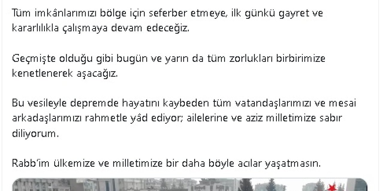Bakan Yumaklı'dan '6 Şubat' Paylaşımı