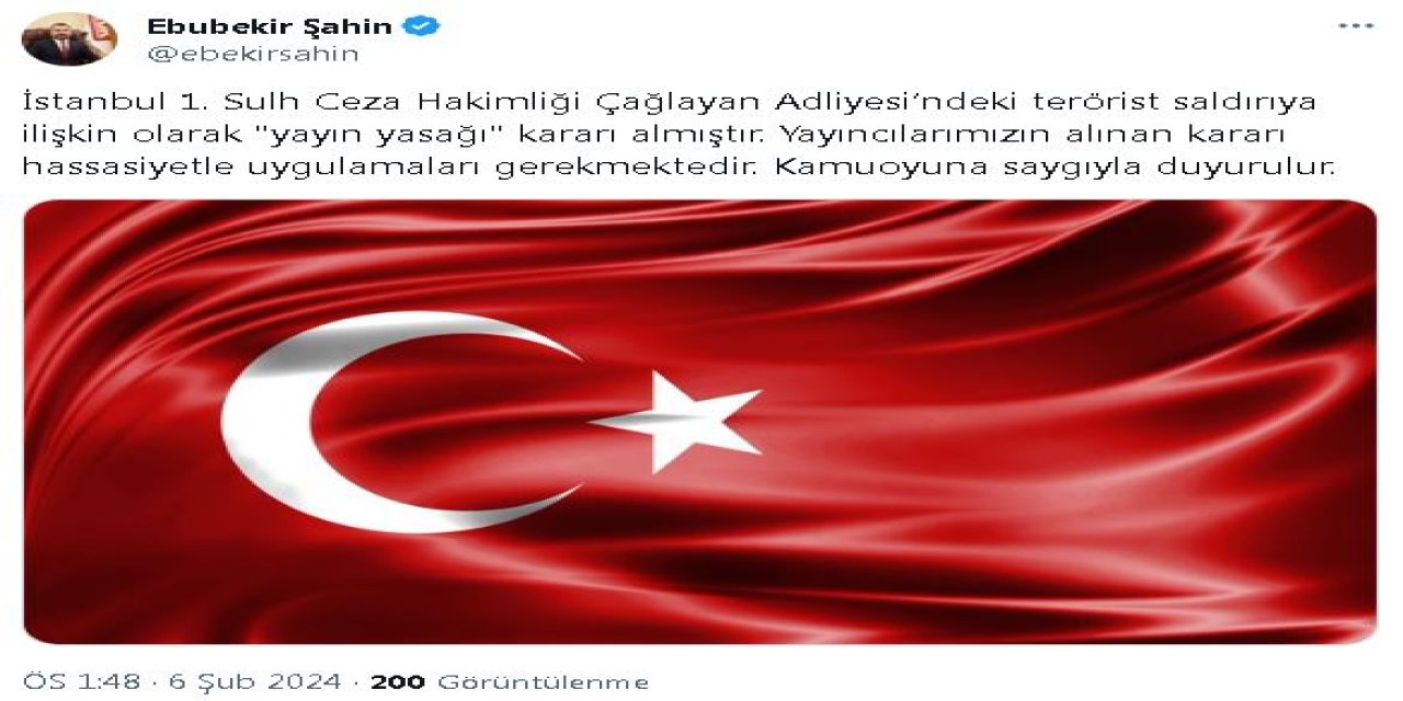 Çağlayan Adliyesi'ndeki Saldırıya İlişkin Yayın Yasağı Getirildi