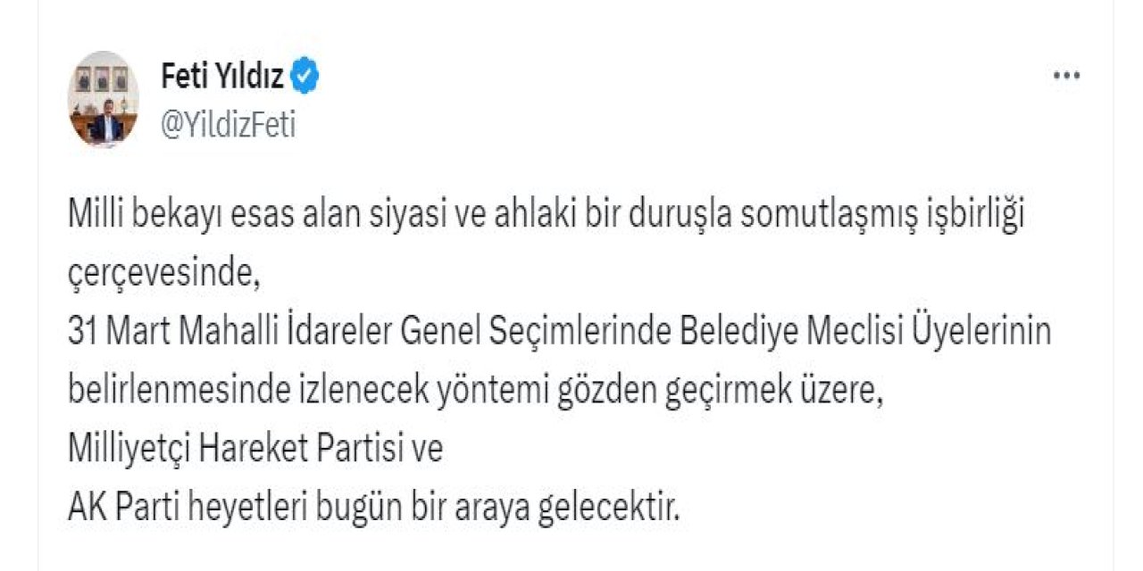 Ak Parti Ve Mhp Heyetleri Bir Araya Gelecek