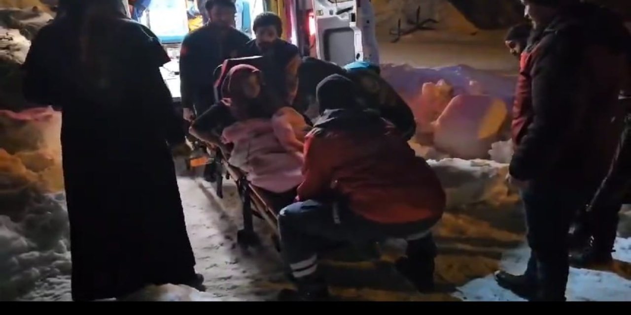 Hamile Kadını 2,5 Kilometre Karda Yürüyüp Önce Ambulansa, Sonra Da Hastaneye Ulaştırdılar
