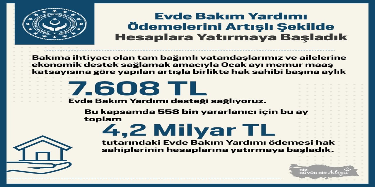 Evde Bakım Yardımı' ödemeleri yapılıyor