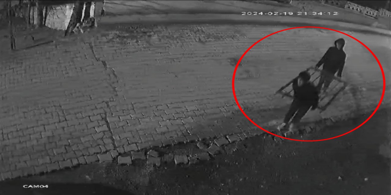 Mezarlığın metal kapılarını çalma girişimi kamerada