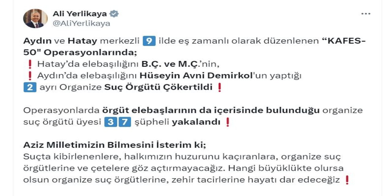 Aydın Ve Hatay'da 2 Ayrı Suç Örgütü Çökertildi; 37 Gözaltı